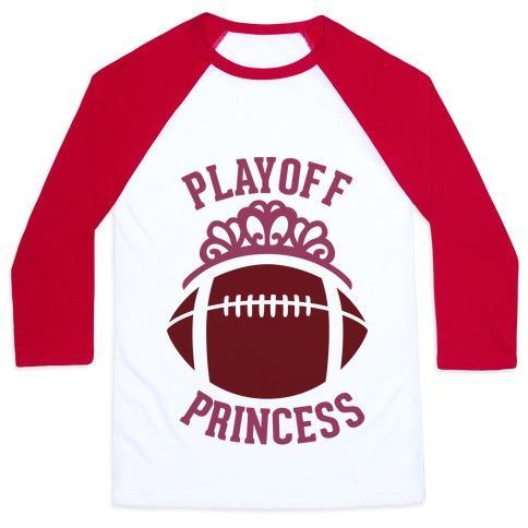 Virgin Teez  Baseball Tee Unisex Classic Baseball Tee / x-small / White/Red PLAYOFF PRINCESS (FOOTBALL) UNISEX CLASSIC BASEBALL TEE