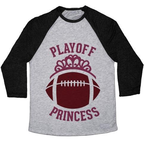 Virgin Teez  Baseball Tee Unisex Tri-Blend Baseball Tee / small / Athletic Gray / Black PLAYOFF PRINCESS (FOOTBALL) UNISEX TRI-BLEND BASEBALL TEE