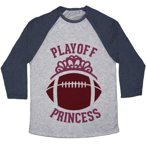 Virgin Teez  Baseball Tee Unisex Tri-Blend Baseball Tee / small / Athletic Gray / Navy PLAYOFF PRINCESS (FOOTBALL) UNISEX TRI-BLEND BASEBALL TEE