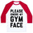 Virgin Teez  Baseball Tee Unisex Classic Baseball Tee / x-small / White/Red PLEASE IGNORE MY GYM FACE UNISEX CLASSIC BASEBALL TEE