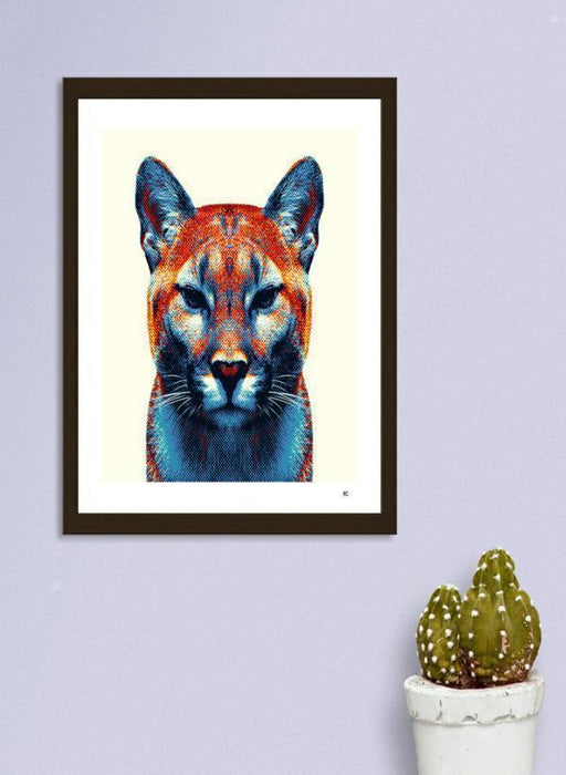 LUVD Framed Art Prints Puma - Colorful Animals  Frame