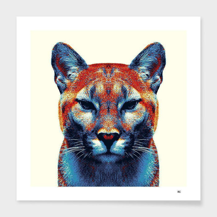 LUVD Framed Art Prints Puma - Colorful Animals  Frame