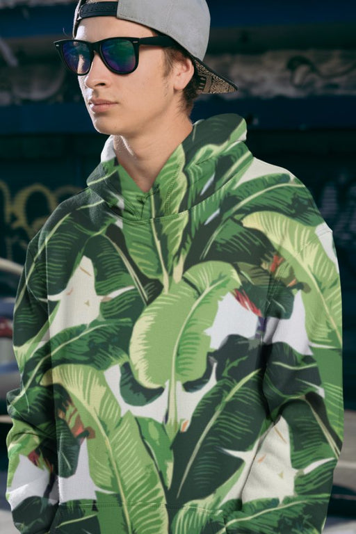 Banana leaves pattern Fitted Waist Sweater design Men Sublimation Hoodie
