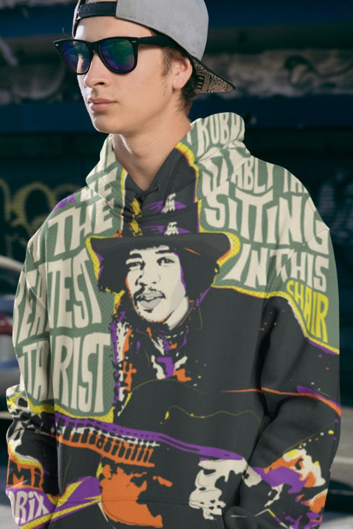 Guitar God Pop Art Quote Men Sublimation Hoodie