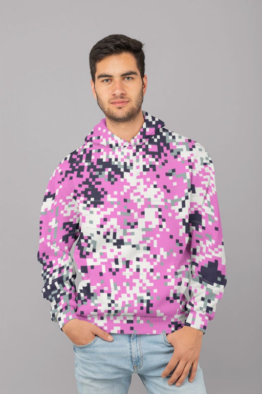 Pink Pixelate Camofludge Men Sublimation Hoodie