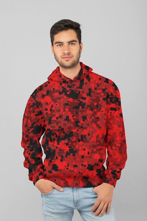 Red Pixelate Camofludge Men Sublimation Hoodie