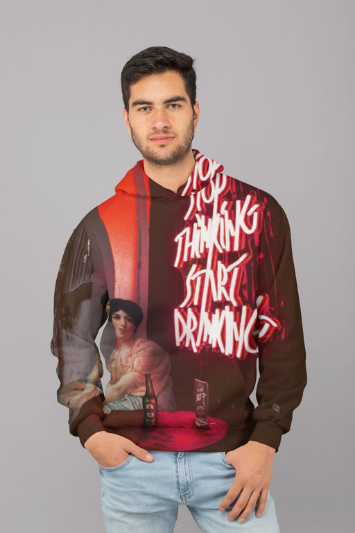 Stop Thinking, Start Drinking! (1) Men Sublimation Hoodie