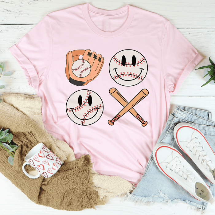 Retro Smiley Baseball Tee
