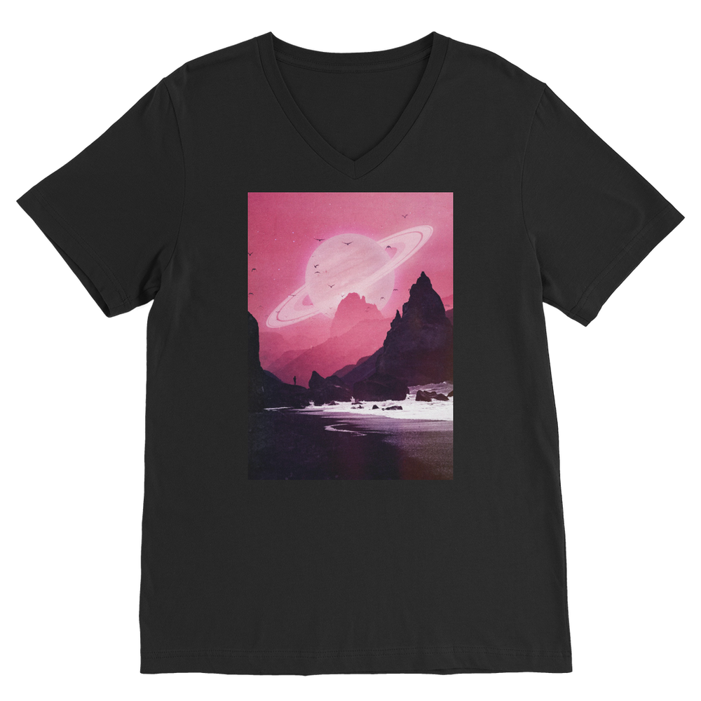 VIRGIN TEEZ Men T-Shirts Black / Unisex / S Roseate Premium V-Neck T-Shirt