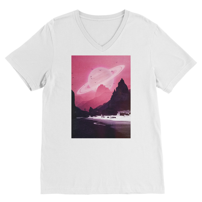 VIRGIN TEEZ Men T-Shirts White / Unisex / S Roseate Premium V-Neck T-Shirt