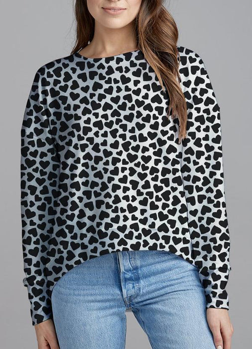 Virgin Teez Sweat Shirt Small Black Hearts Sweat Shirt