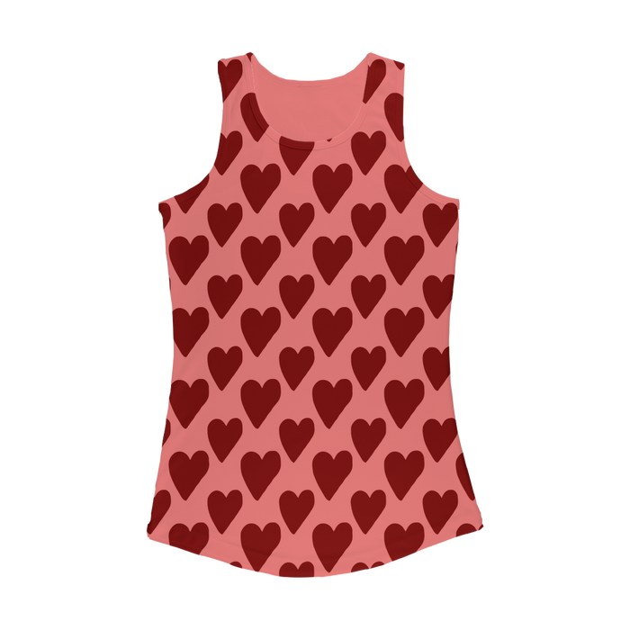 VIRGIN TEEZ Women Tank top Electric Pink / XS Small Hearts Women Performance Tank Top