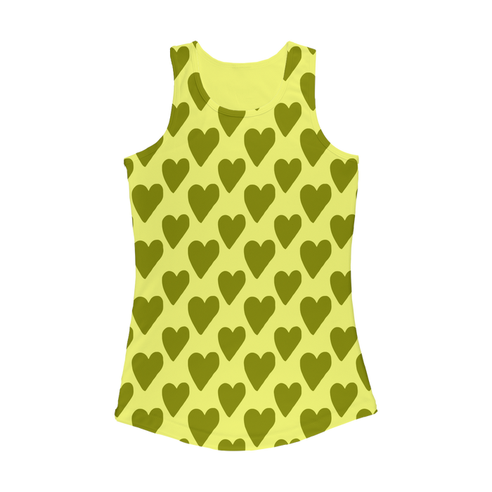 VIRGIN TEEZ Women Tank top Electric Yellow / XS Small Hearts Women Performance Tank Top