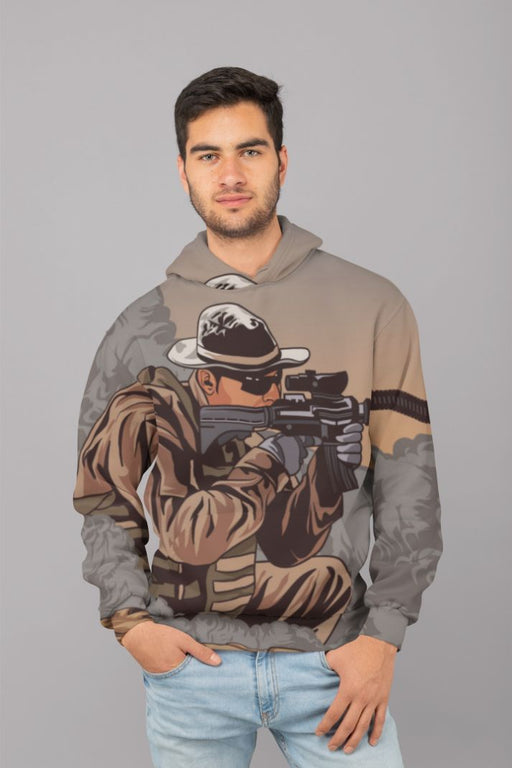 Soldier with Ar15 UNISEX Sublimation Hoodie