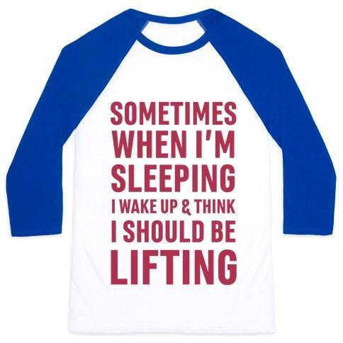 Virgin Teez  Baseball Tee Unisex Classic Baseball Tee / x-small / White/Blue SOMETIMES I WAKE UP AND THINK I SHOULD BE LIFTING UNISEX CLASSIC BASEBALL TEE