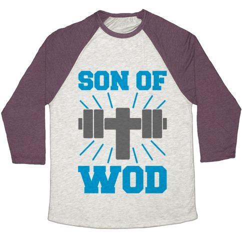 Virgin Teez  Baseball Tee Unisex Tri-Blend Baseball Tee / small / Oatmeal / Maroon SON OF WOD UNISEX TRI-BLEND BASEBALL TEE