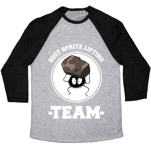 Virgin Teez  Baseball Tee Unisex Tri-Blend Baseball Tee / small / Athletic Gray / Black SOOT SPRITE LIFTING TEAM UNISEX TRI-BLEND BASEBALL TEE