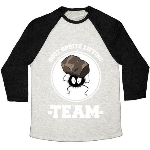 Virgin Teez  Baseball Tee Unisex Tri-Blend Baseball Tee / small / Oatmeal / Black SOOT SPRITE LIFTING TEAM UNISEX TRI-BLEND BASEBALL TEE
