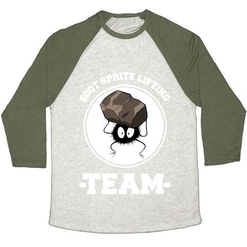 Virgin Teez  Baseball Tee Unisex Tri-Blend Baseball Tee / small / Oatmeal / Moss SOOT SPRITE LIFTING TEAM UNISEX TRI-BLEND BASEBALL TEE