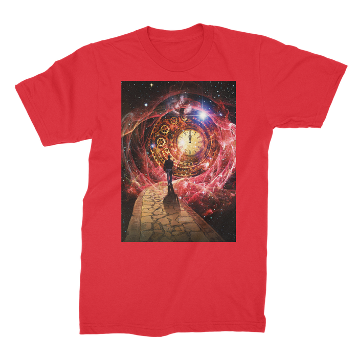 VIRGIN TEEZ Men T-Shirts Red / Male / S Space and Time Premium Jersey Men's T-Shirt