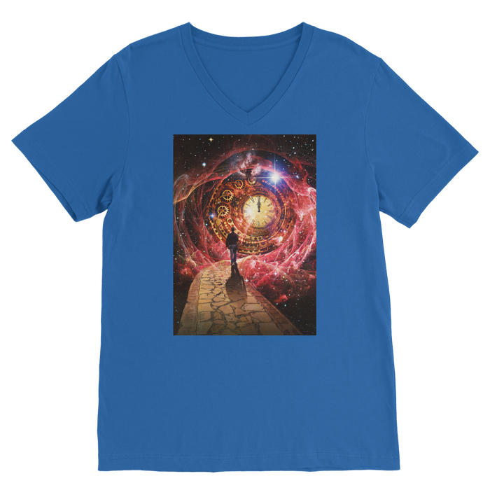 VIRGIN TEEZ Men T-Shirts Royal / Unisex / S Space and Time Premium V-Neck T-Shirt