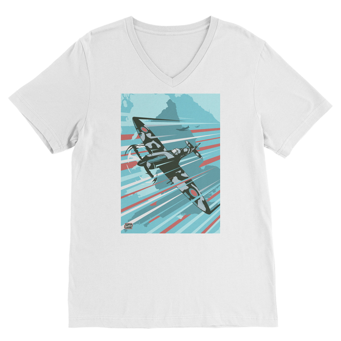 VIRGIN TEEZ Men T-Shirts White / Unisex / S Spitfire Premium V-Neck T-Shirt