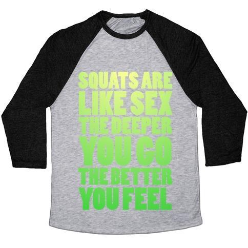 Virgin Teez  Baseball Tee Unisex Tri-Blend Baseball Tee / small / Athletic Gray / Black SQUATS ARE LIKE SEX UNISEX TRI-BLEND BASEBALL TEE