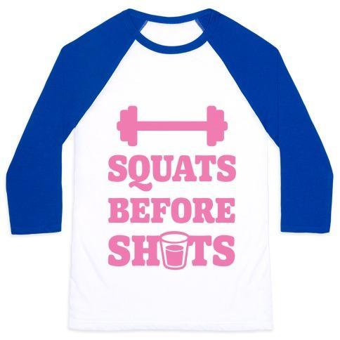 Virgin Teez  Baseball Tee Unisex Classic Baseball Tee / x-small / White/Blue SQUATS BEFORE SHOTS UNISEX CLASSIC BASEBALL TEE