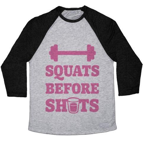 Virgin Teez  Baseball Tee Unisex Tri-Blend Baseball Tee / small / Athletic Gray / Black SQUATS BEFORE SHOTS UNISEX TRI-BLEND BASEBALL TEE