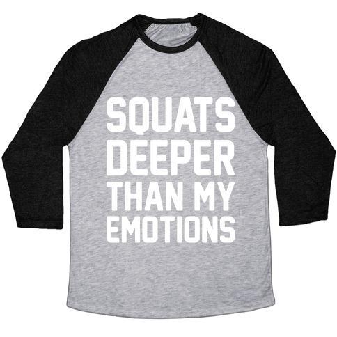 Virgin Teez  Baseball Tee Unisex Tri-Blend Baseball Tee / small / Athletic Gray / Black SQUATS DEEPER THAN MY EMOTIONS UNISEX TRI-BLEND BASEBALL TEE