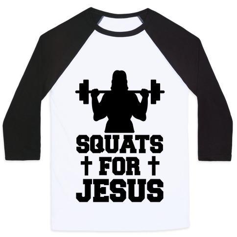 Virgin Teez  Baseball Tee Unisex Classic Baseball Tee / x-small / White/Black SQUATS FOR JESUS UNISEX CLASSIC BASEBALL TEE