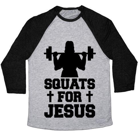 Virgin Teez  Baseball Tee Unisex Tri-Blend Baseball Tee / small / Athletic Gray / Black SQUATS FOR JESUS UNISEX TRI-BLEND BASEBALL TEE