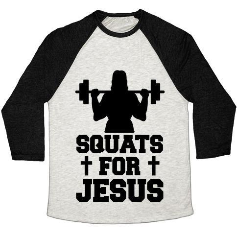 Virgin Teez  Baseball Tee Unisex Tri-Blend Baseball Tee / small / Oatmeal / Black SQUATS FOR JESUS UNISEX TRI-BLEND BASEBALL TEE
