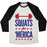 Virgin Teez  Baseball Tee Unisex Tri-Blend Baseball Tee / small / Oatmeal / Black SQUATS FOR MERICA UNISEX TRI-BLEND BASEBALL TEE"
