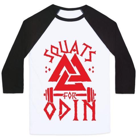 Virgin Teez  Baseball Tee Unisex Classic Baseball Tee / x-small / White/Black SQUATS FOR ODIN UNISEX CLASSIC BASEBALL TEE