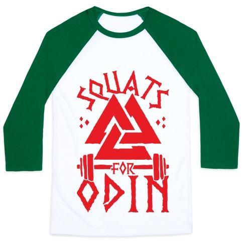 Virgin Teez  Baseball Tee Unisex Classic Baseball Tee / x-small / White/Dark Green SQUATS FOR ODIN UNISEX CLASSIC BASEBALL TEE