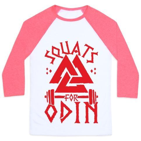 Virgin Teez  Baseball Tee Unisex Classic Baseball Tee / x-small / White/Neon Pink SQUATS FOR ODIN UNISEX CLASSIC BASEBALL TEE