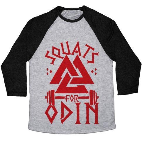 Virgin Teez  Baseball Tee Unisex Tri-Blend Baseball Tee / small / Athletic Gray / Black SQUATS FOR ODIN UNISEX TRI-BLEND BASEBALL TEE