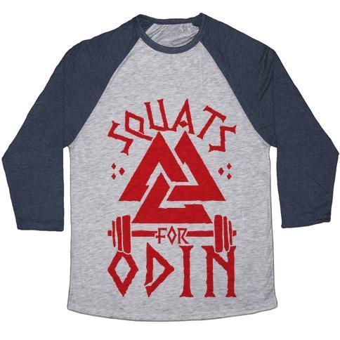 Virgin Teez  Baseball Tee Unisex Tri-Blend Baseball Tee / small / Athletic Gray / Navy SQUATS FOR ODIN UNISEX TRI-BLEND BASEBALL TEE