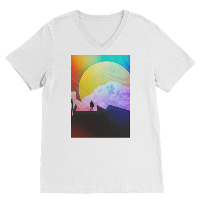 VIRGIN TEEZ Men T-Shirts White / Unisex / S Steps Premium V-Neck T-Shirt