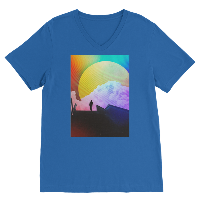 VIRGIN TEEZ Men T-Shirts Royal / Unisex / S Steps Premium V-Neck T-Shirt