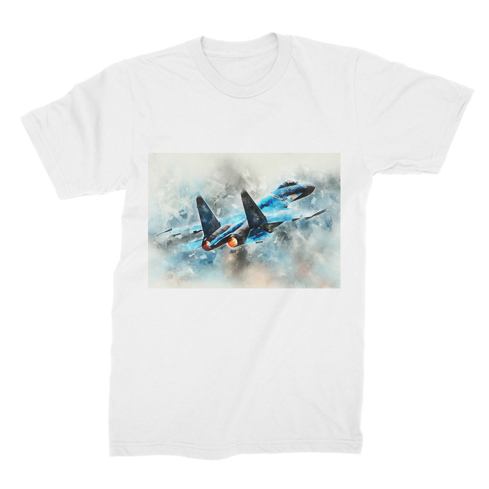 VIRGIN TEEZ Men T-Shirts White / Male / S SU-27 Flanker digital painting Premium Jersey Men's T-Shirt