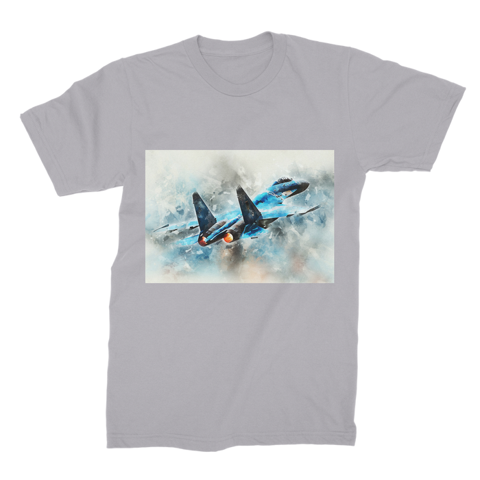 VIRGIN TEEZ Men T-Shirts Light Grey / Male / S SU-27 Flanker digital painting Premium Jersey Men's T-Shirt