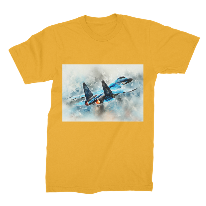 VIRGIN TEEZ Men T-Shirts Gold / Male / S SU-27 Flanker digital painting Premium Jersey Men's T-Shirt