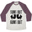 Virgin Teez  Baseball Tee Unisex Tri-Blend Baseball Tee / small / Oatmeal / Maroon SUNS OUT, GUNS OUT (TANK) UNISEX TRI-BLEND BASEBALL TEE