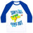 Virgin Teez  Baseball Tee Unisex Classic Baseball Tee / x-small / White/Blue SUNS OUT, GUNS OUT UNISEX CLASSIC BASEBALL TEE