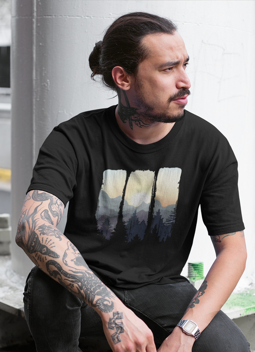 Virgin Teez T-SHIRT SMALL Sunset Forest T-shirt