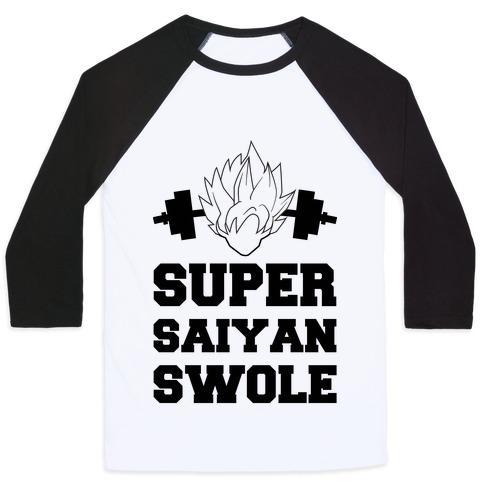 Virgin Teez  Baseball Tee Unisex Classic Baseball Tee / x-small / White/Black SUPER SAIYAN SWOLE UNISEX CLASSIC BASEBALL TEE