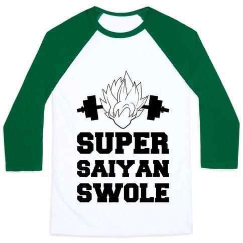 Virgin Teez  Baseball Tee Unisex Classic Baseball Tee / x-small / White/Dark Green SUPER SAIYAN SWOLE UNISEX CLASSIC BASEBALL TEE