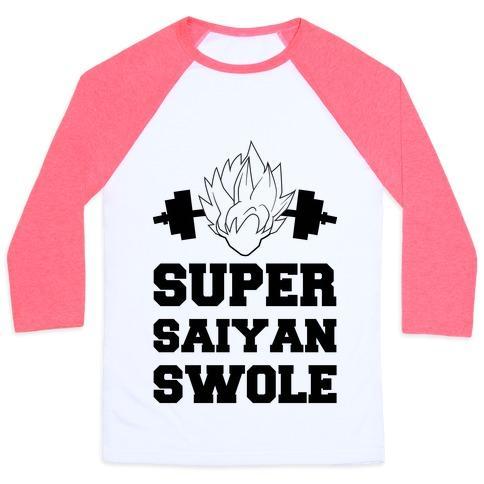 Virgin Teez  Baseball Tee Unisex Classic Baseball Tee / x-small / White/Neon Pink SUPER SAIYAN SWOLE UNISEX CLASSIC BASEBALL TEE